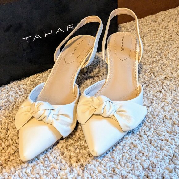 ๐ Tahari | Cream Knot Detail Slingback Kitten Heels (8.5) ๐ - Picture 7 of 7